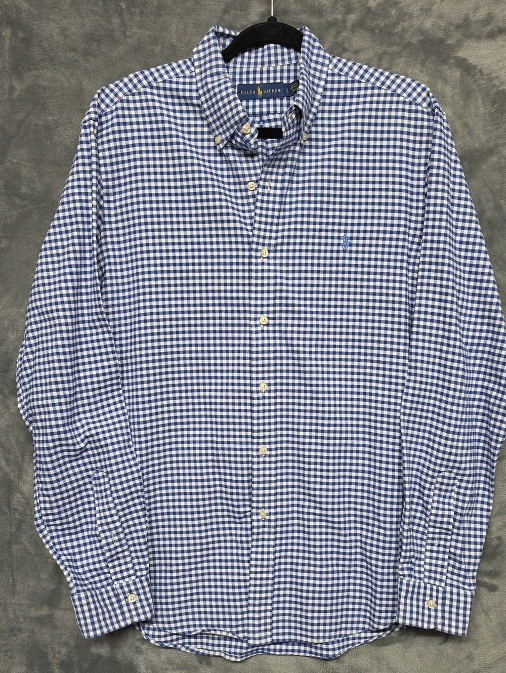 Ralph Lauren Blue & White Gingham Button-Down Shirt - Men's Sz Large